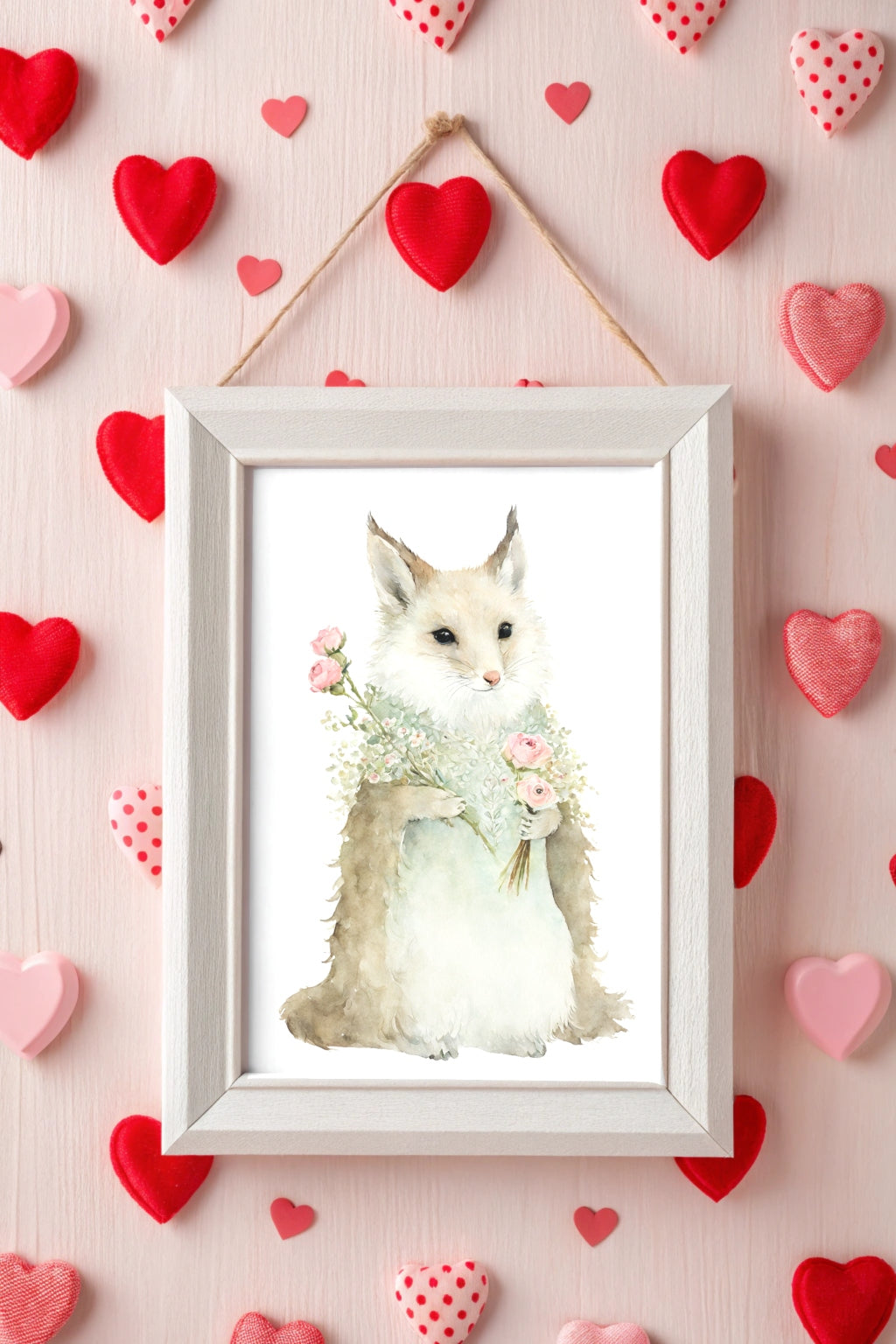 Charming Valentine Fox Art Print - FluffyCutes