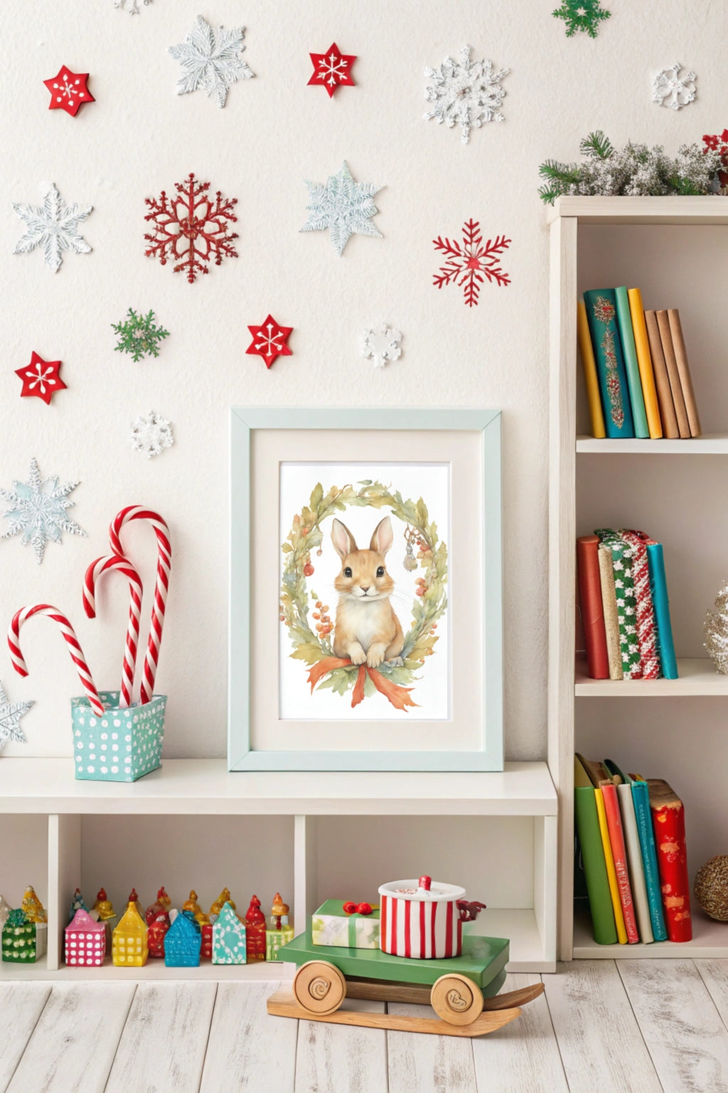 Christmas Bunny Spirit Digital Wall Art - Fluffy Cutes Art