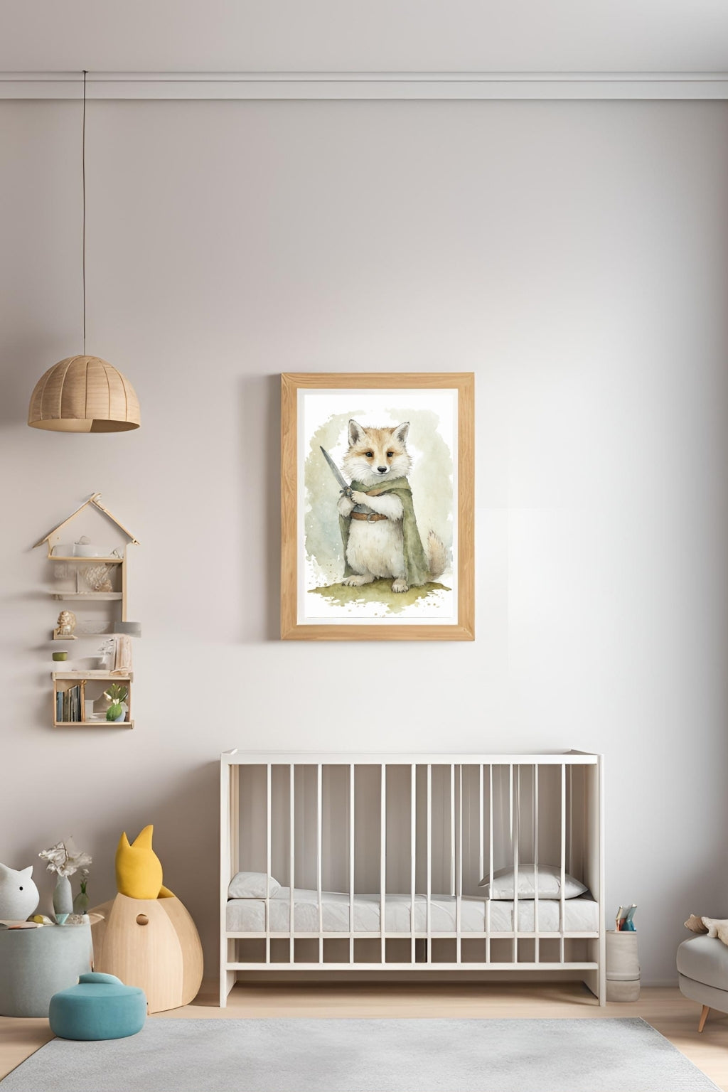 Brave Fox Warrior Digital Wall Art - Fluffy Cutes Arts