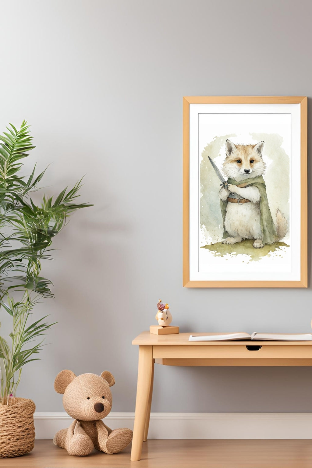 Brave Fox Warrior Digital Wall Art - Fluffy Cutes Arts