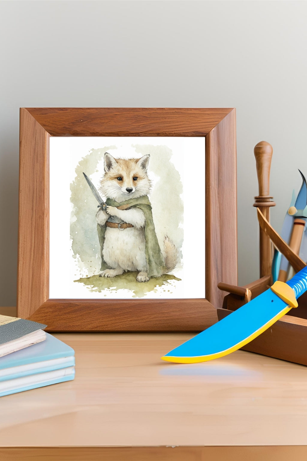 Brave Fox Warrior Digital Wall Art - Fluffy Cutes Arts