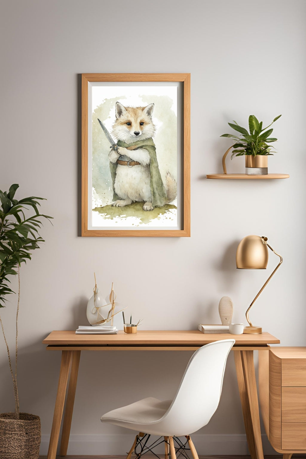 Brave Fox Warrior Digital Wall Art - Fluffy Cutes Arts