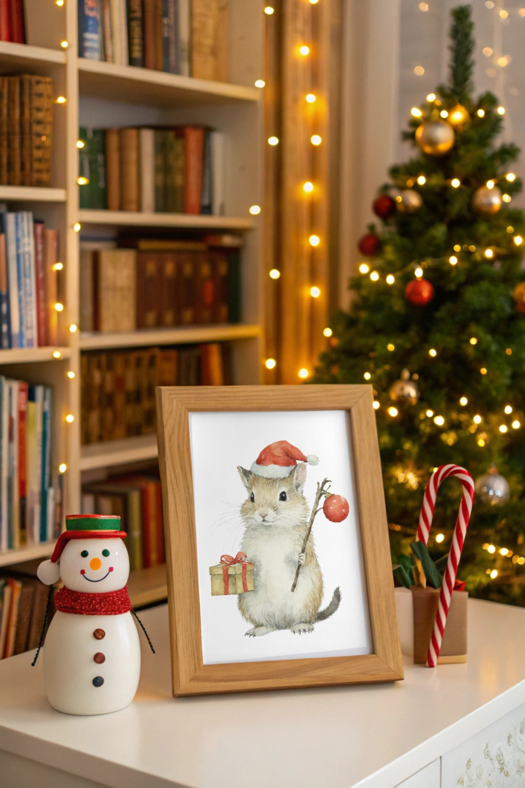 Christmas Mouse Digital Wall Art - Fluffy Cutes Art