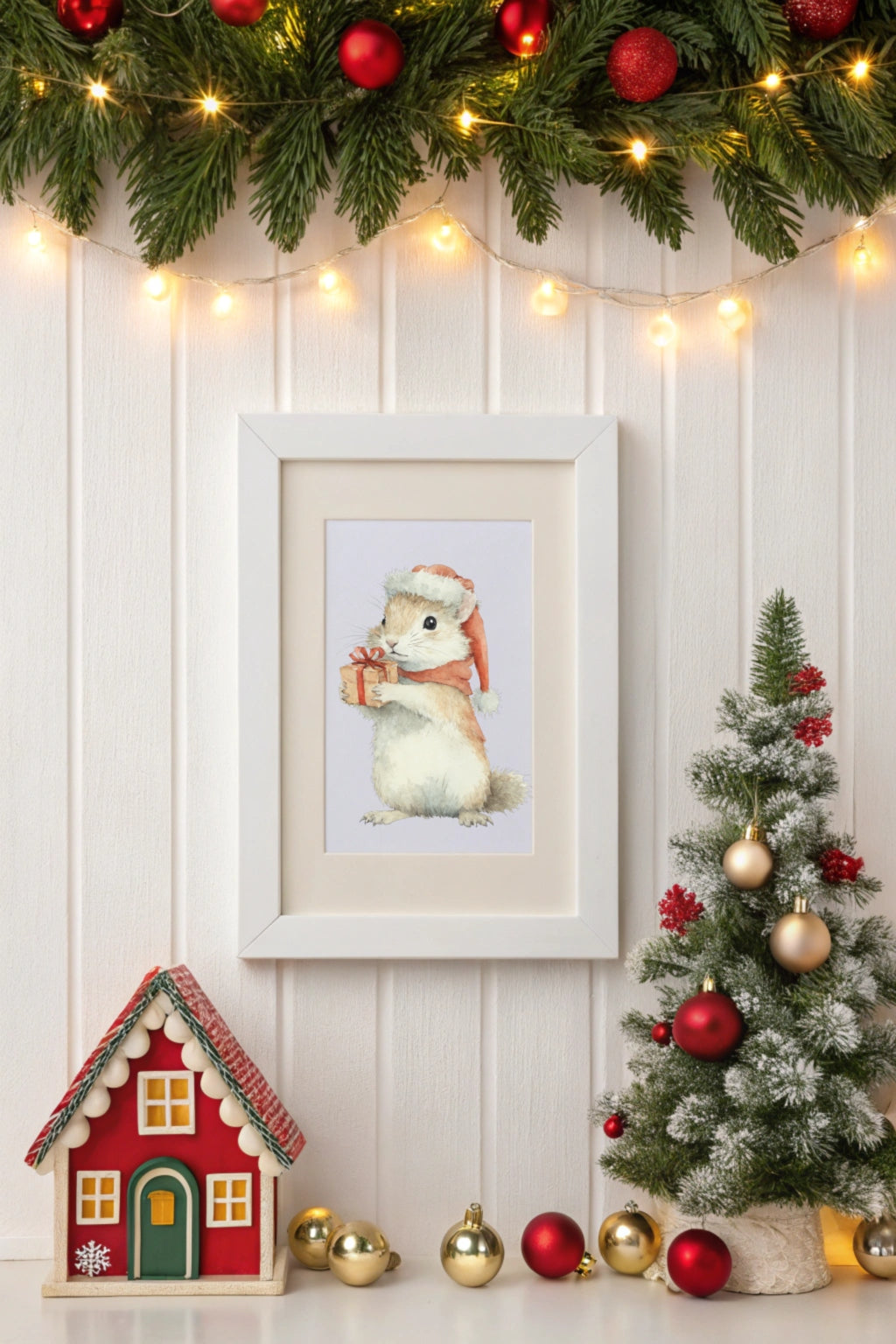 Christmas Squirrel Digital Wall Art - Fluffy Cutes Art