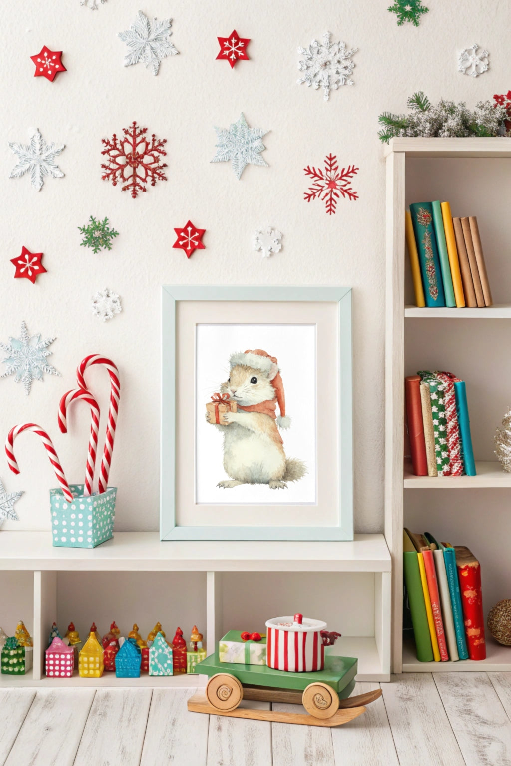 Christmas Squirrel Digital Wall Art - Fluffy Cutes Art