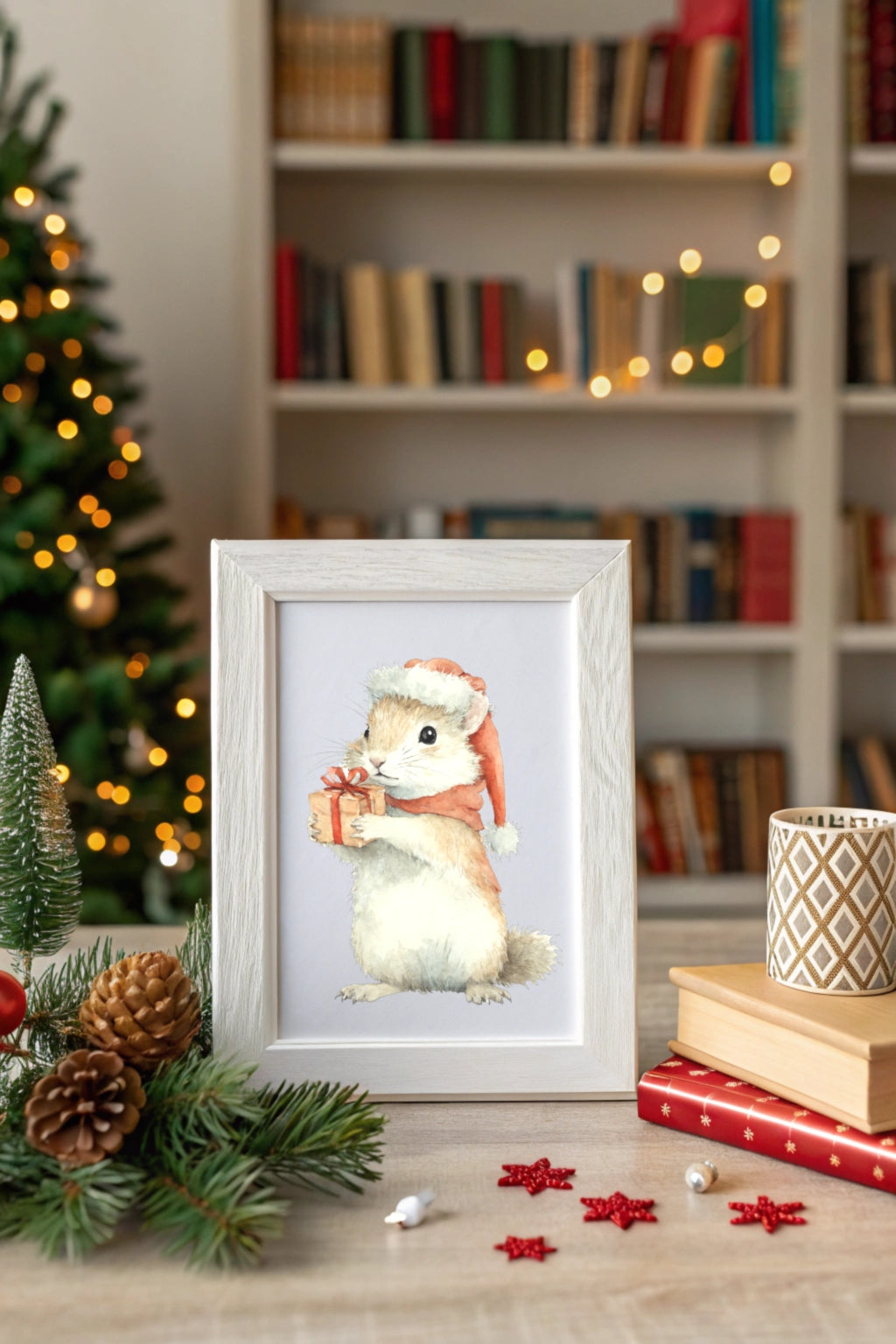 Christmas Squirrel Digital Wall Art - Fluffy Cutes Art