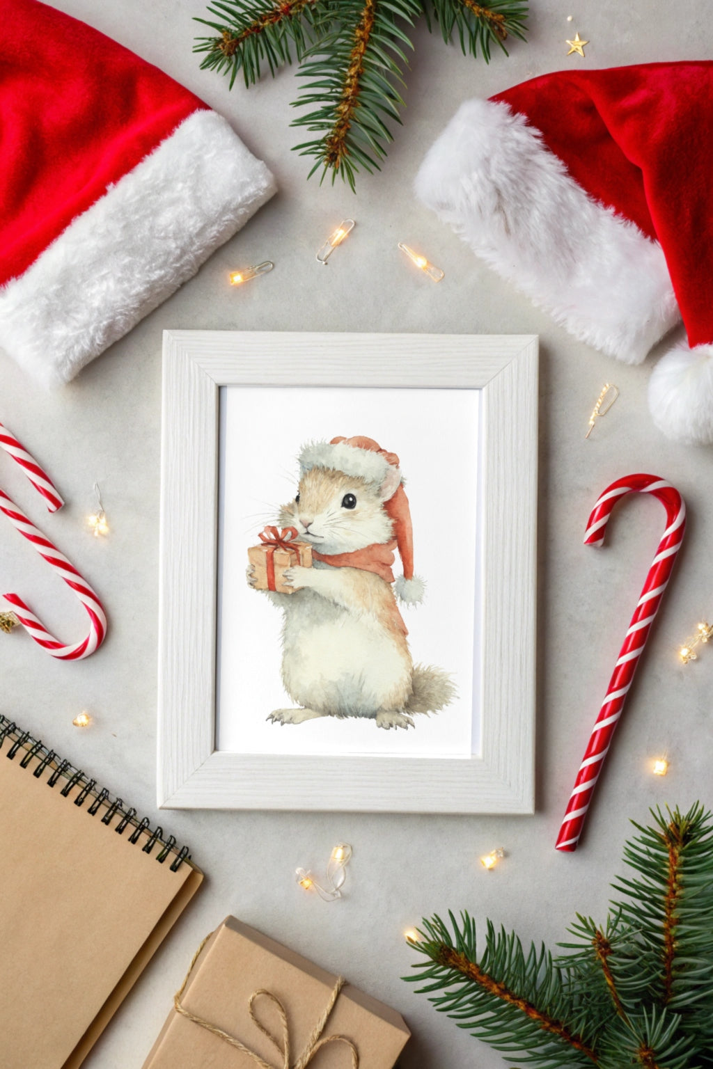 Christmas Squirrel Digital Wall Art - Fluffy Cutes Art