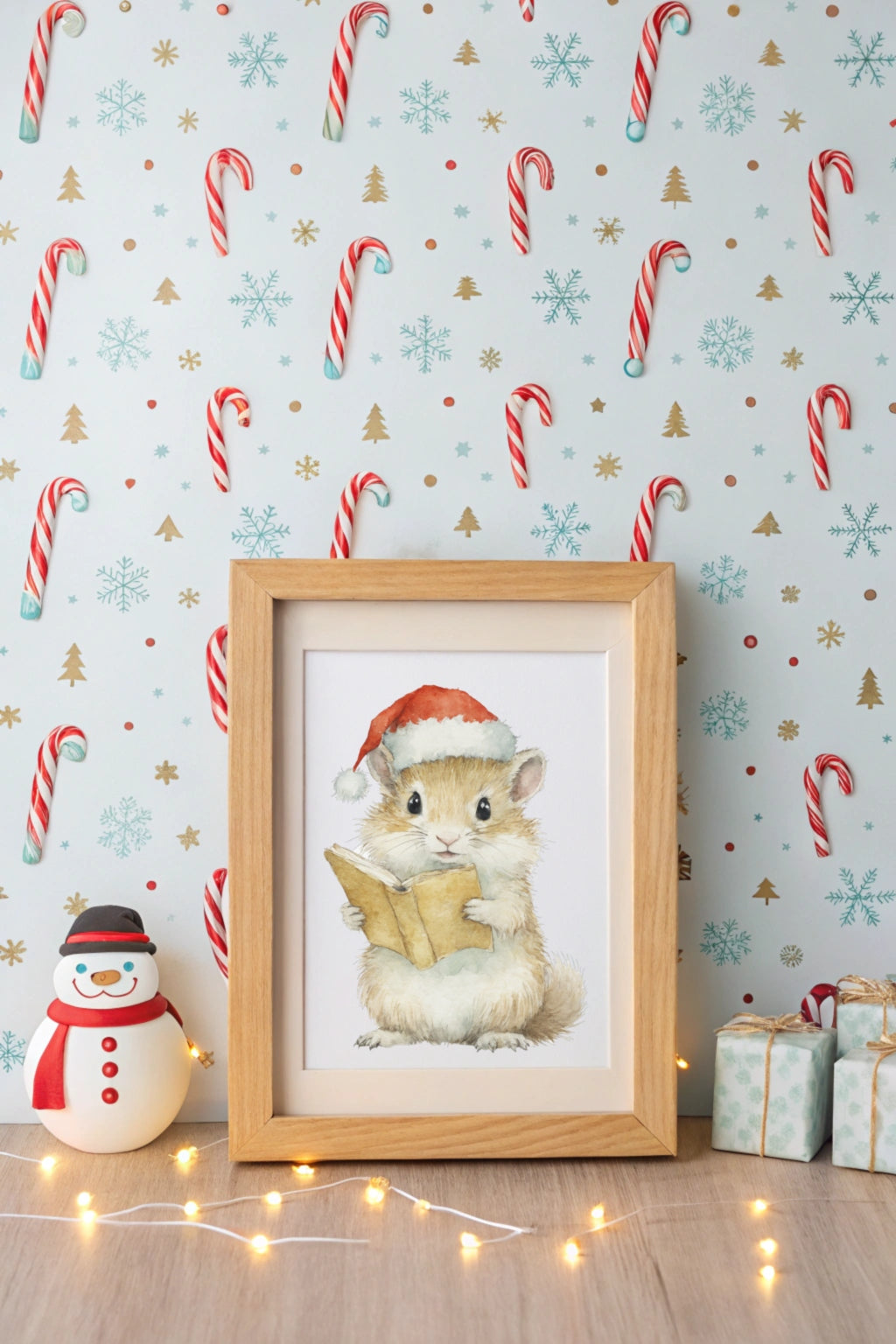 Christmas Wisdom Mouse Digital Wall Art - Fluffy Cutes Art