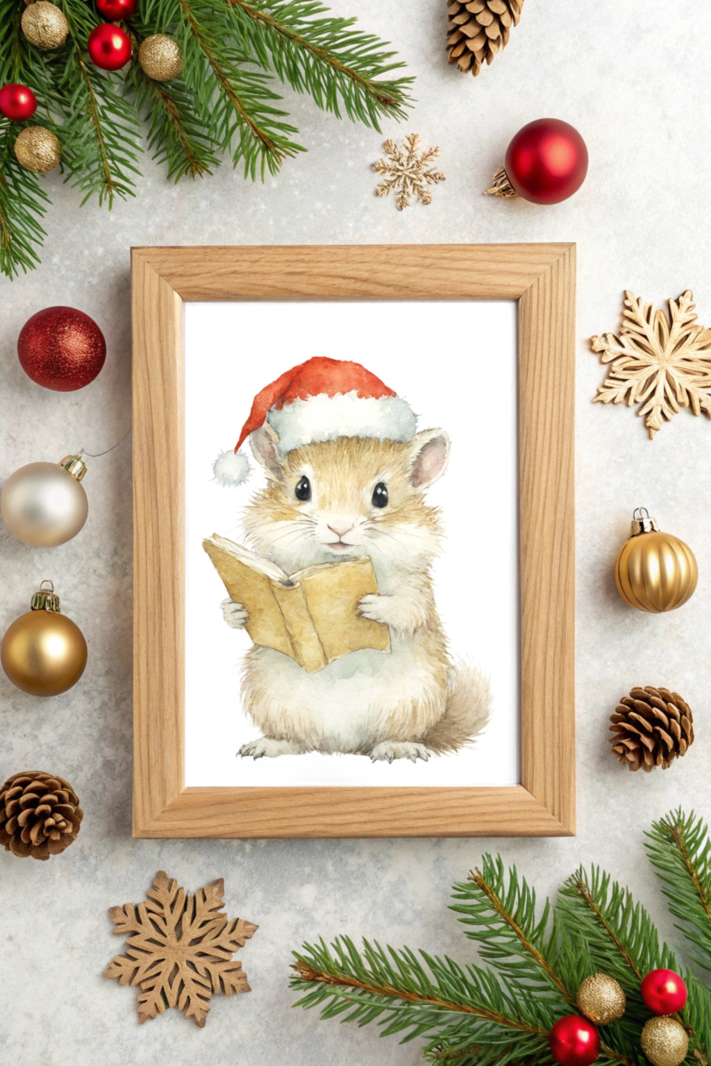 Christmas Wisdom Mouse Digital Wall Art - Fluffy Cutes Art