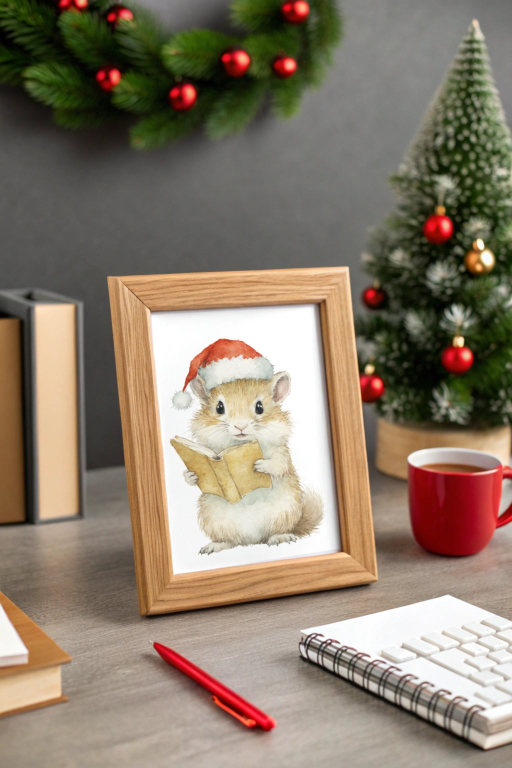 Christmas Wisdom Mouse Digital Wall Art - Fluffy Cutes Art