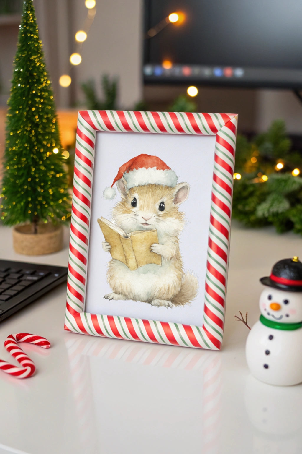 Christmas Wisdom Mouse Digital Wall Art - Fluffy Cutes Art