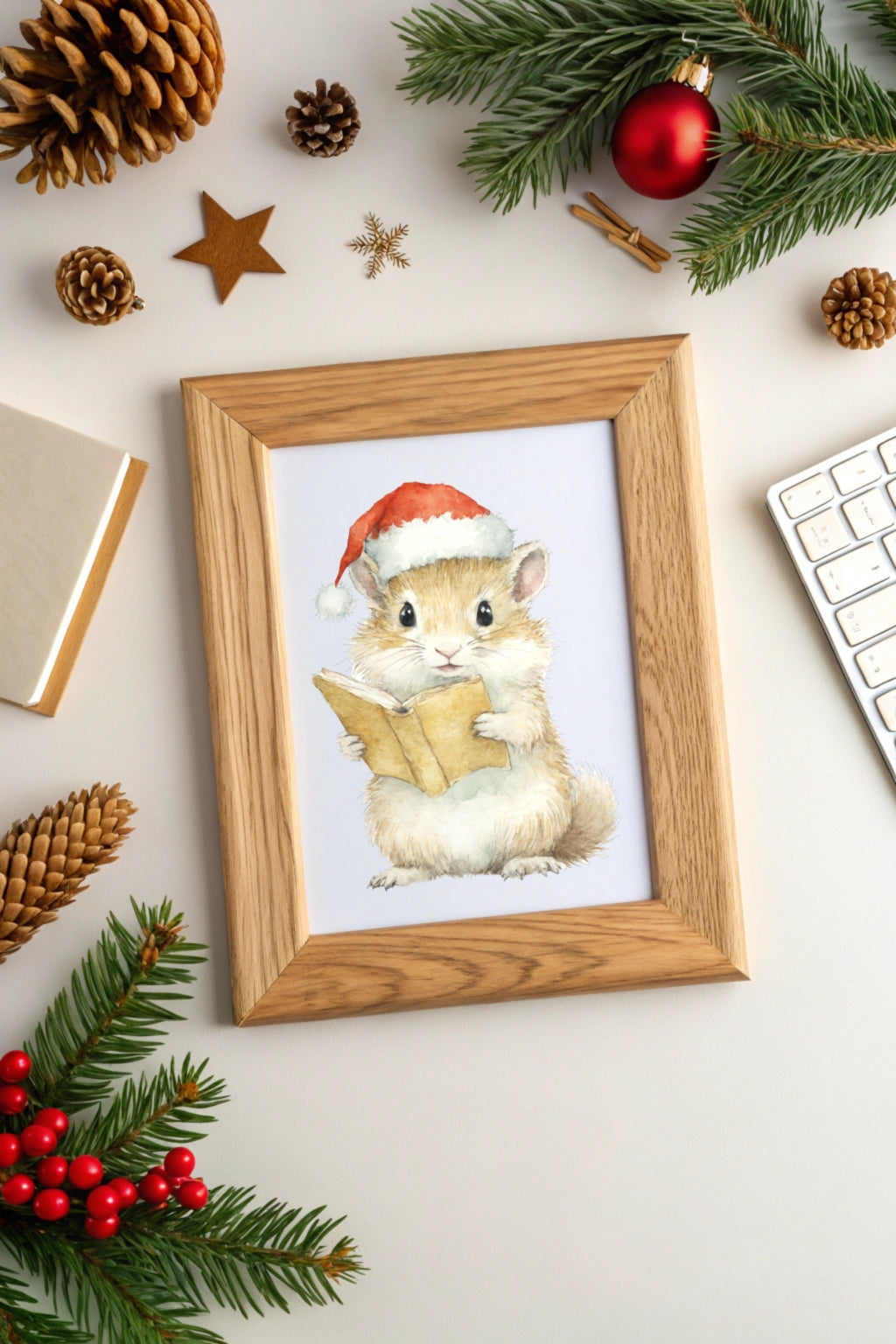 Christmas Wisdom Mouse Digital Wall Art - Fluffy Cutes Art