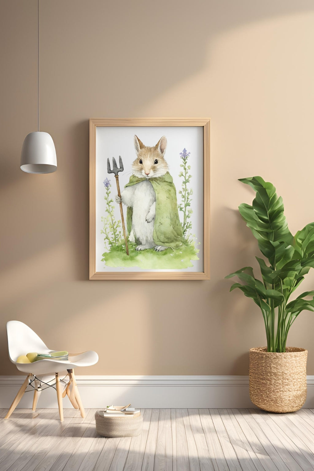 Cute Garden Mouse Digital Wall Decor - Fluffy Cutes Art