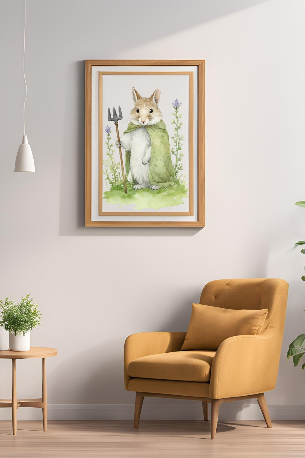 Cute Garden Mouse Digital Wall Decor - Fluffy Cutes Art