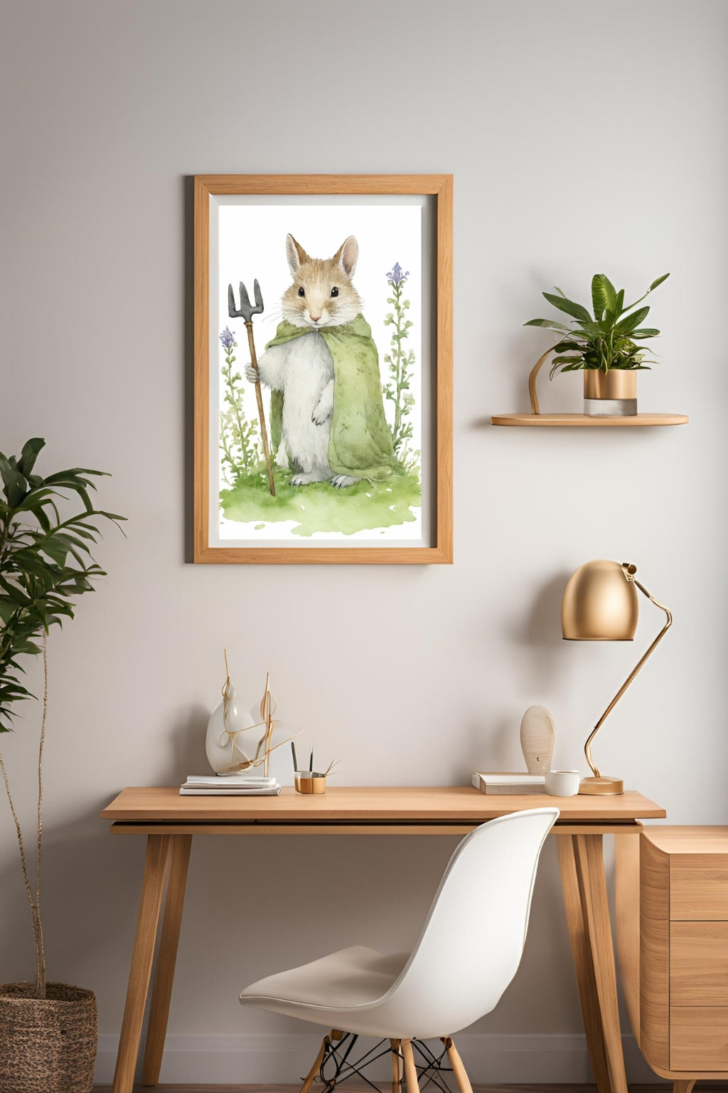 Cute Garden Mouse Digital Wall Decor - Fluffy Cutes Art