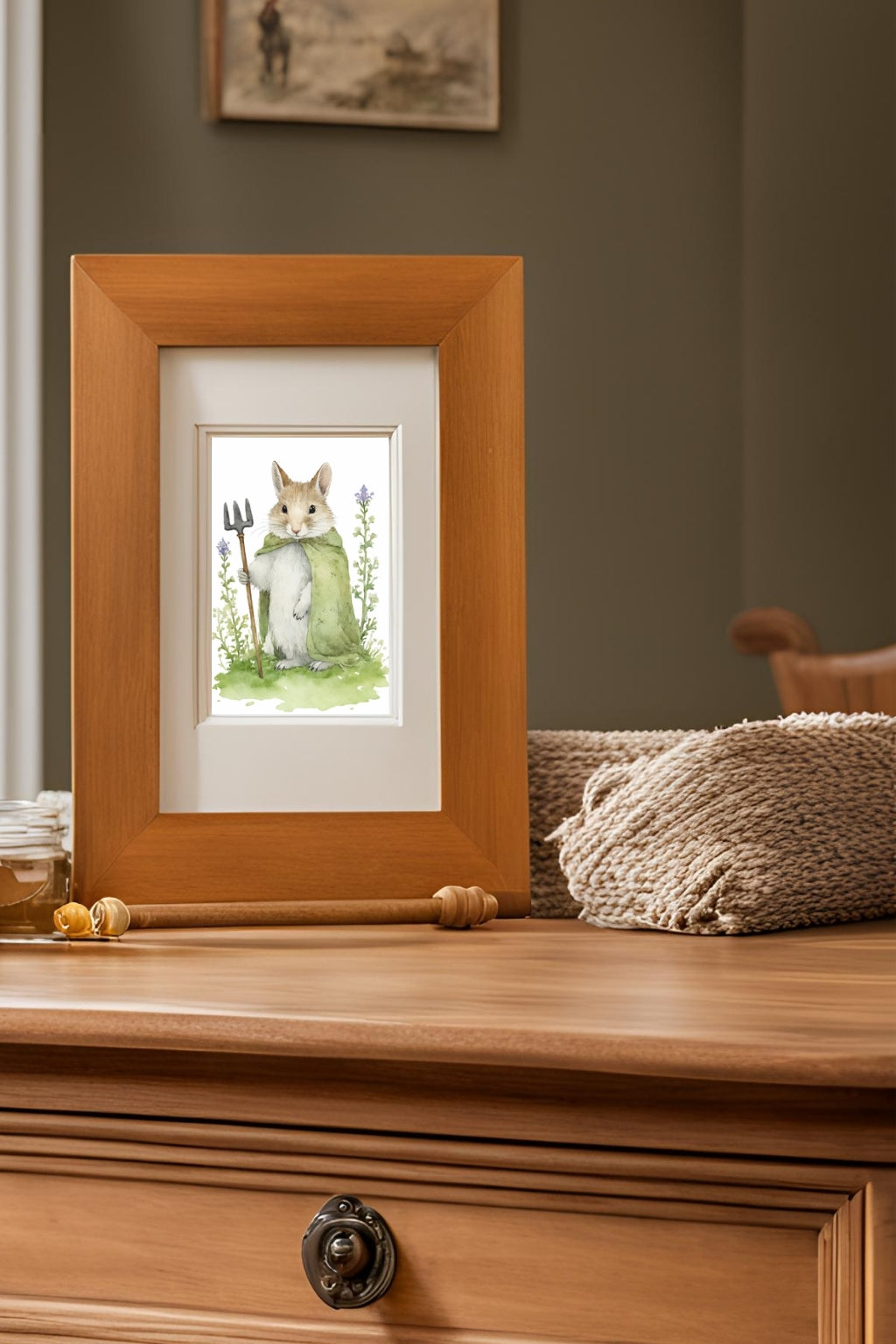 Cute Garden Mouse Digital Wall Decor - Fluffy Cutes Art