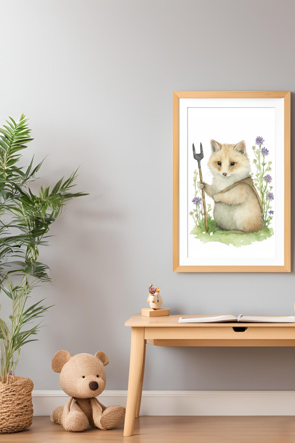 Charming Garden Fox Digital Wall Decor - FluffyCutes Art