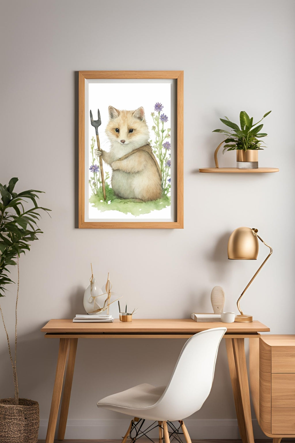 Charming Garden Fox Digital Wall Decor - FluffyCutes Art