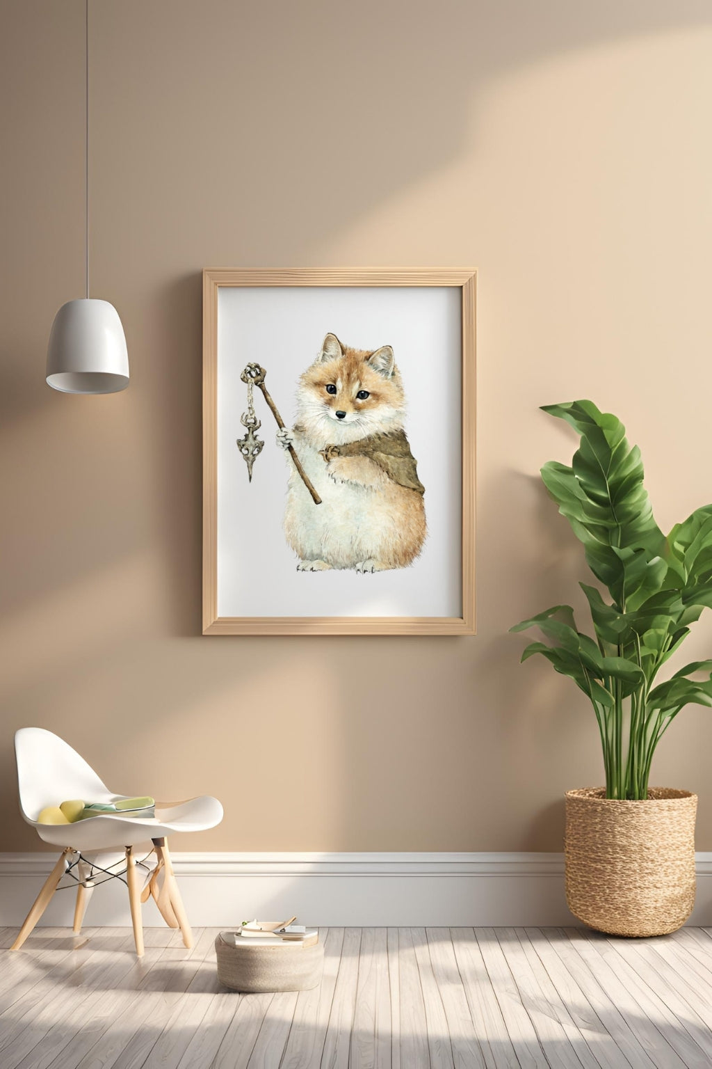 Little Brave Fox Mage Digital Wall Art - Fluffy Cutes Art