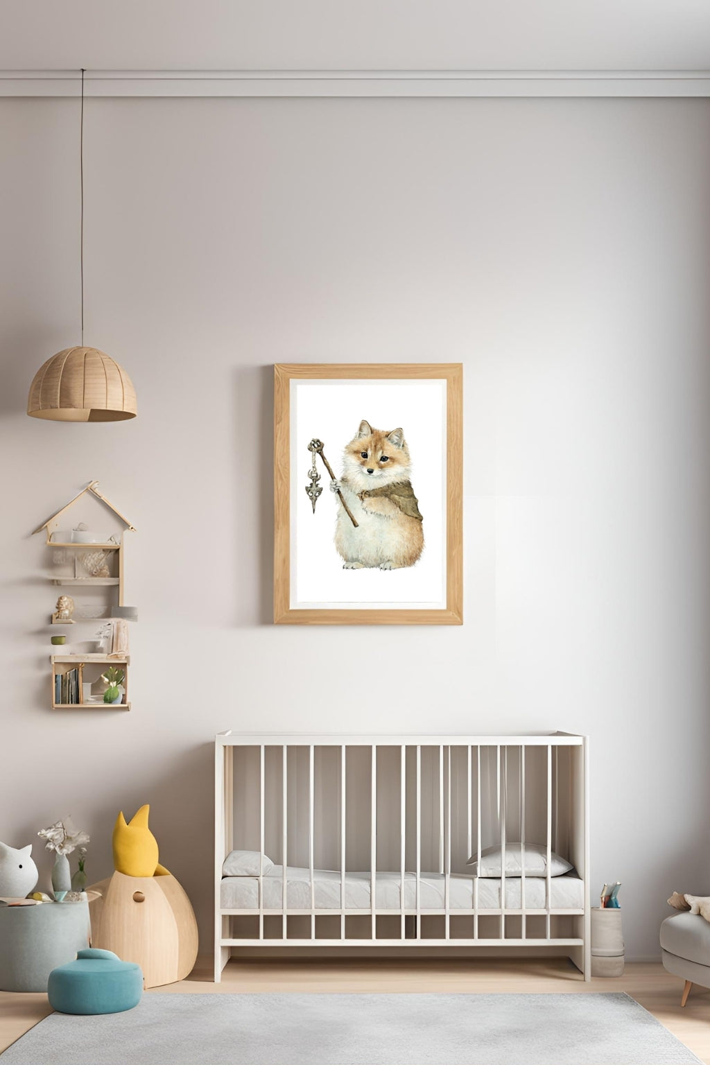 Little Brave Fox Mage Digital Wall Art - Fluffy Cutes Art