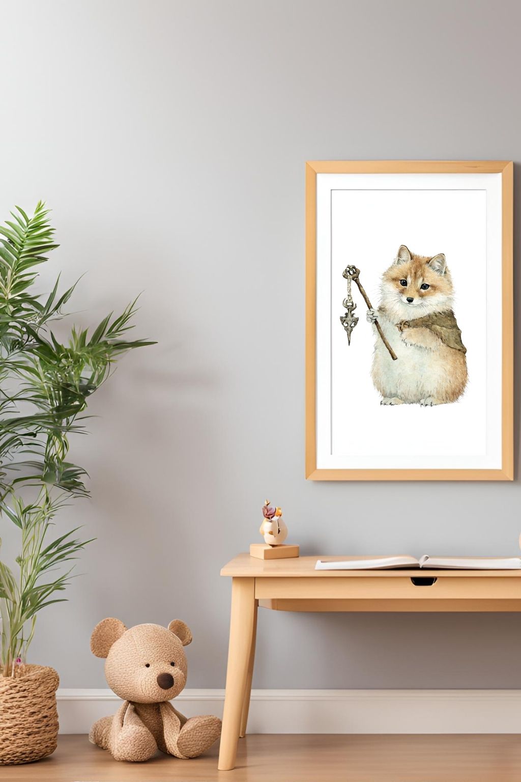 Little Brave Fox Mage Digital Wall Art - Fluffy Cutes Art