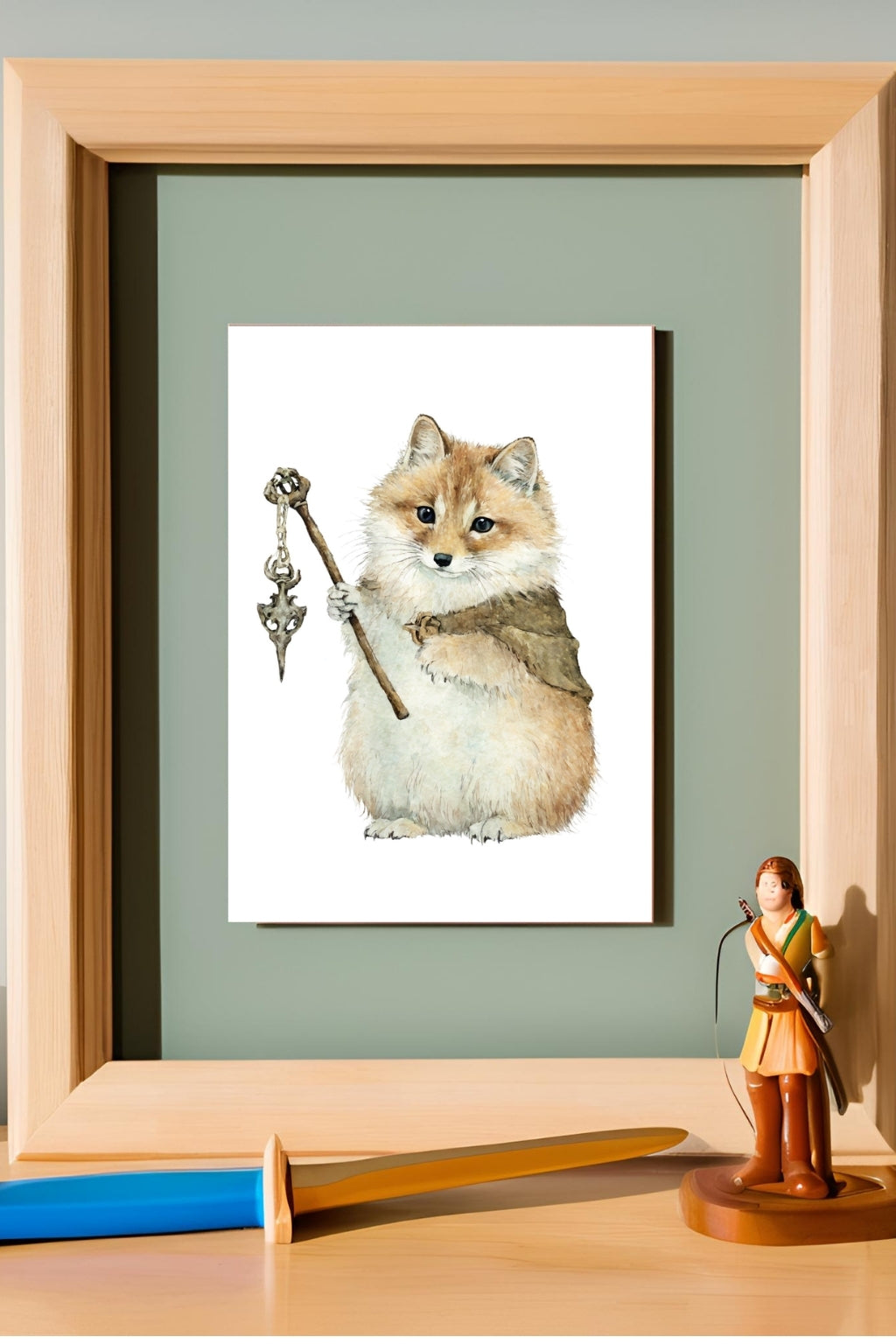 Little Brave Fox Mage Digital Wall Art - Fluffy Cutes Art