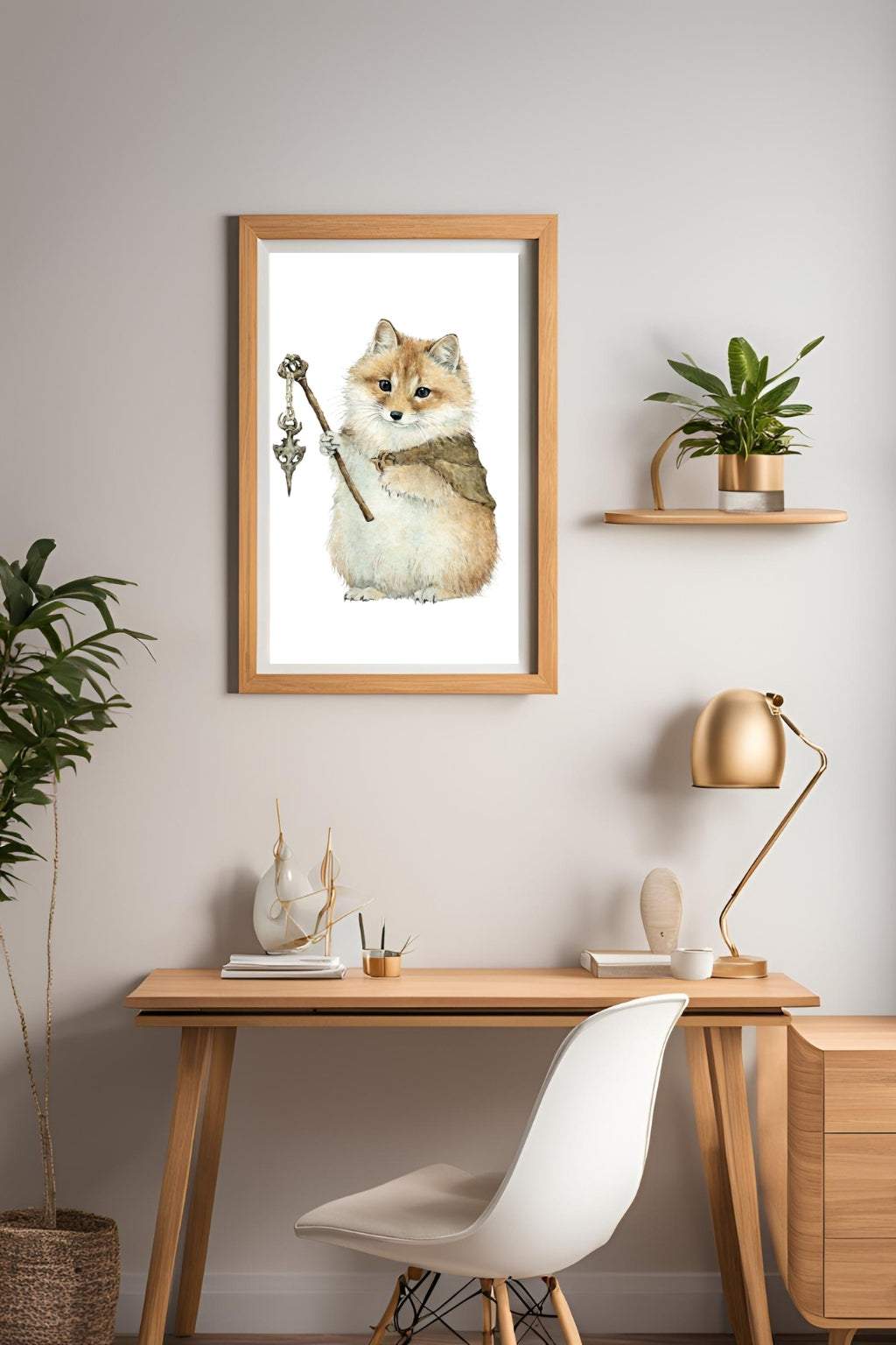 Little Brave Fox Mage Digital Wall Art - Fluffy Cutes Art