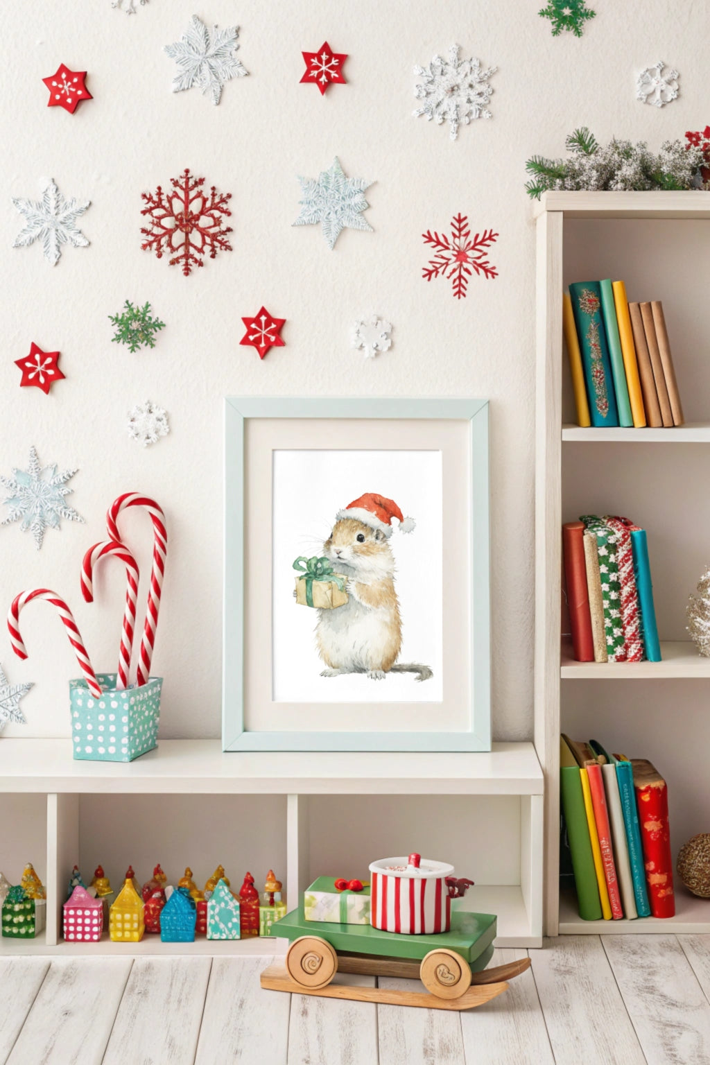 Xmas Squirrel Helper Digital Wall Art - Fluffy Cutes Art