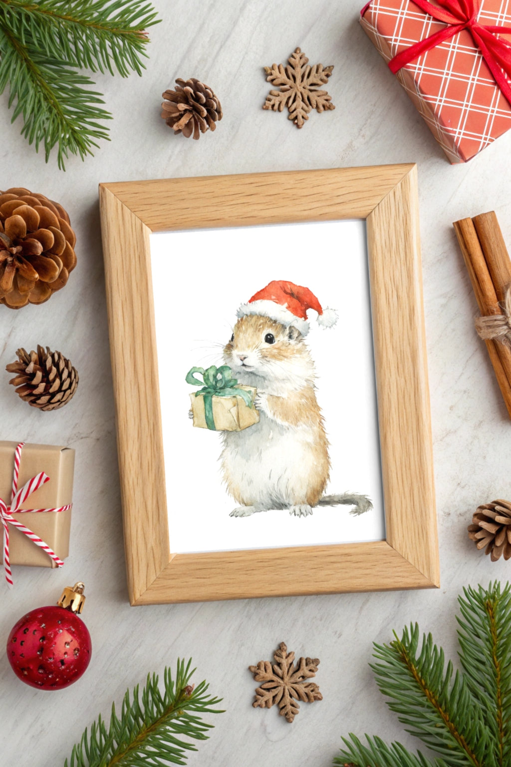 Xmas Squirrel Helper Digital Wall Art - Fluffy Cutes Art