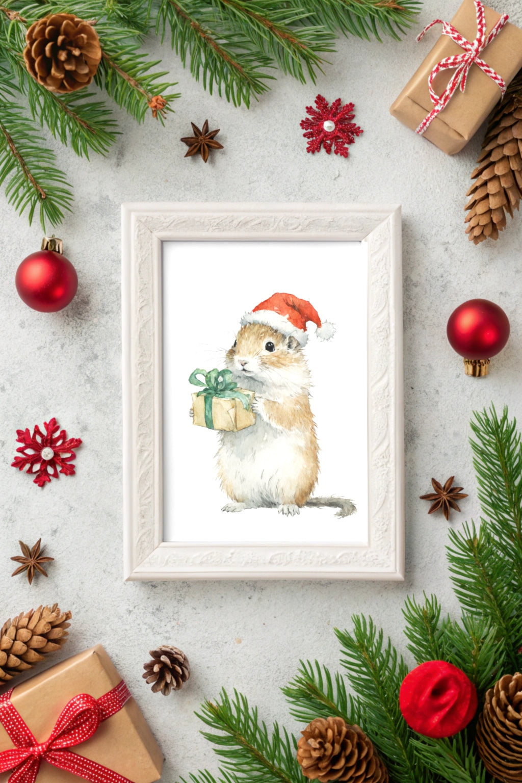 Xmas Squirrel Helper Digital Wall Art - Fluffy Cutes Art