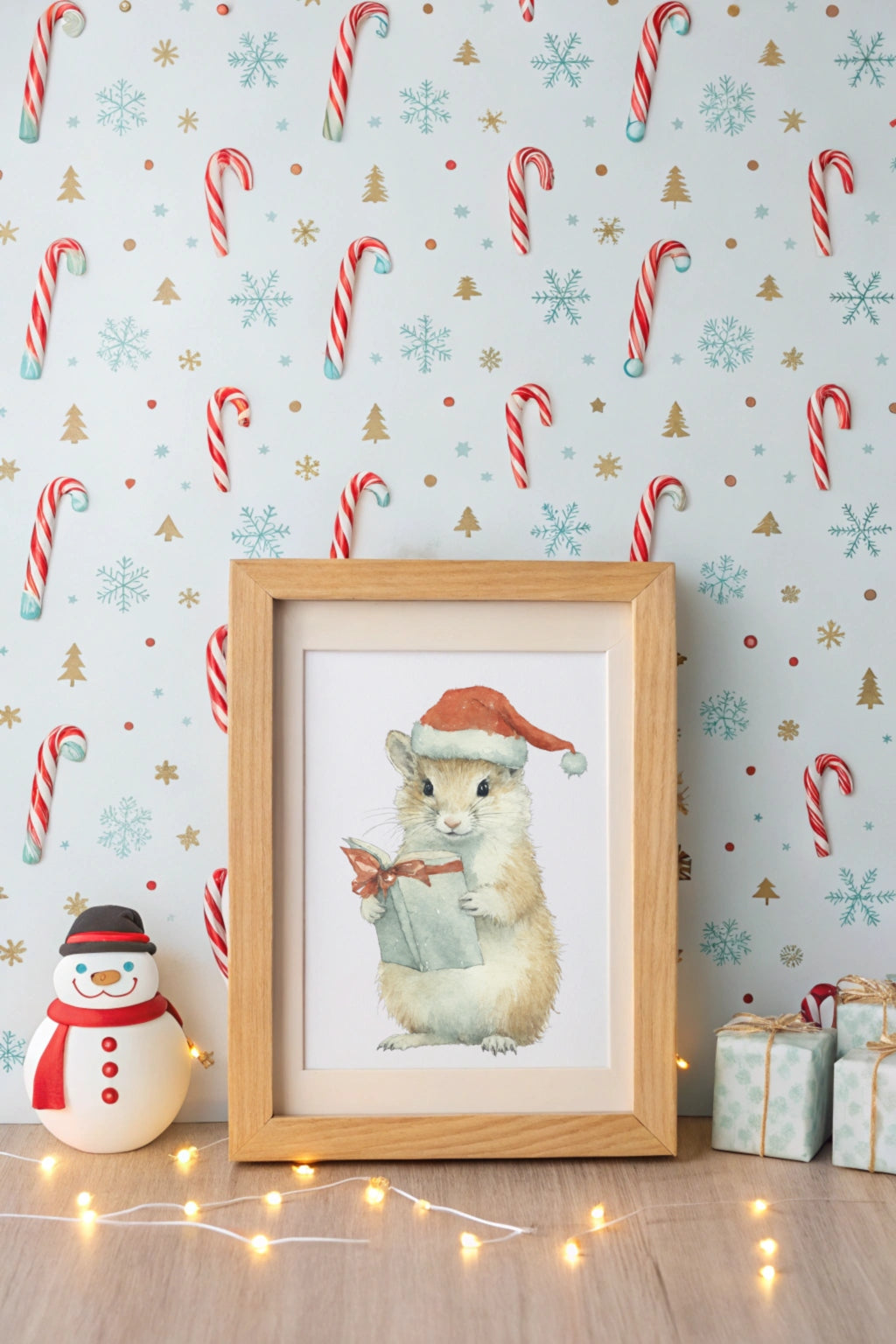 Xmas Wisdom Mouse Digital Wall Art - Fluffy Cutes Art