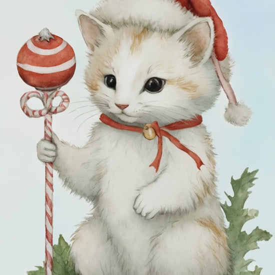 Magical Christmas Cat Digital Wall Art Video - Fluffy Decor