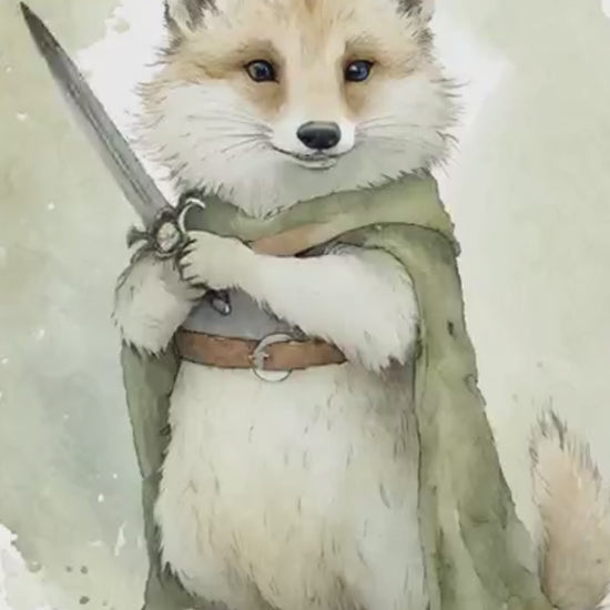 Brave Fox Warrior Digital Wall Art Video - Fluffy Cutes Arts