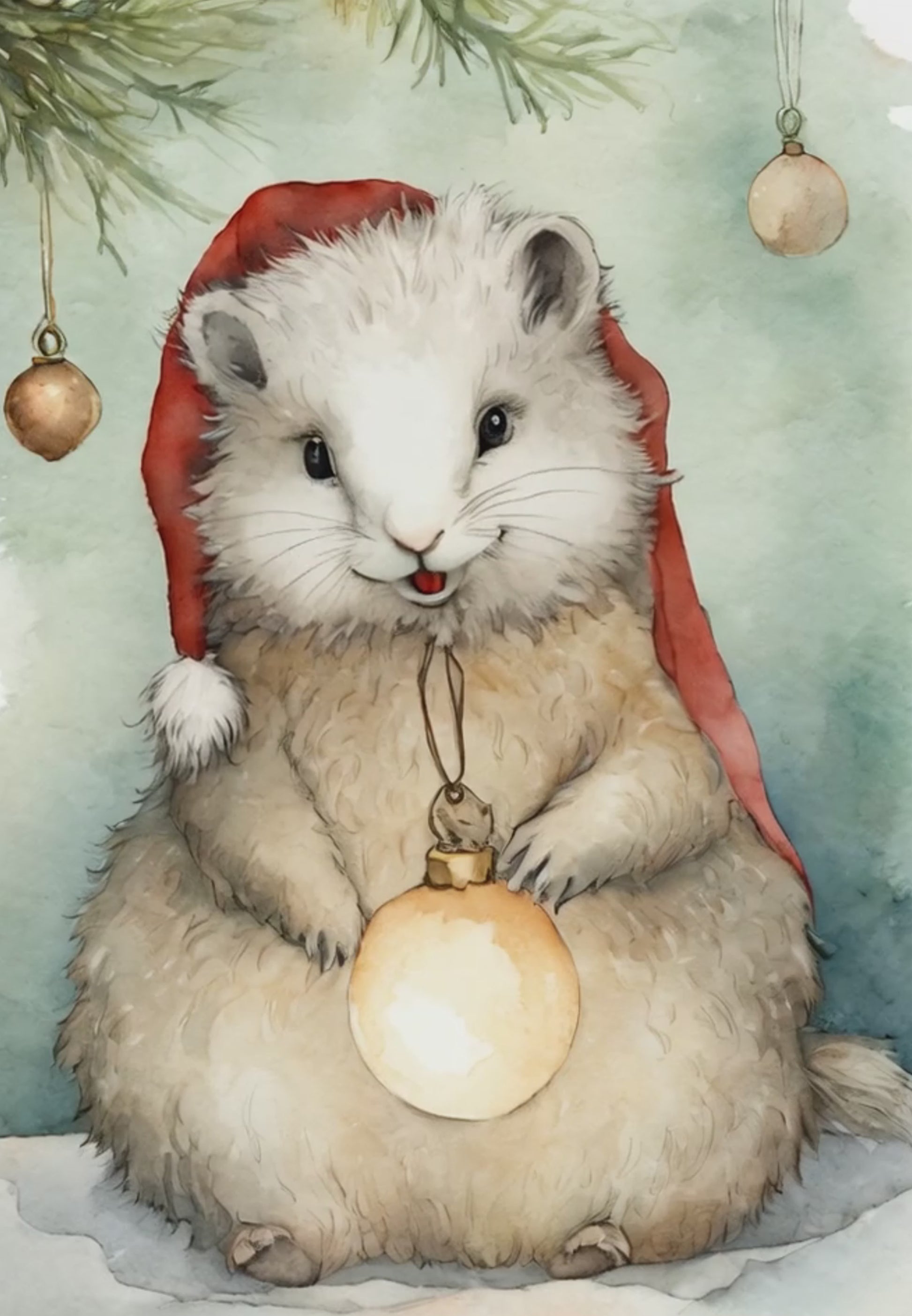 Christmas Hamster Spirit Digital Wall Art  Video - Fluffy Cutes Decor