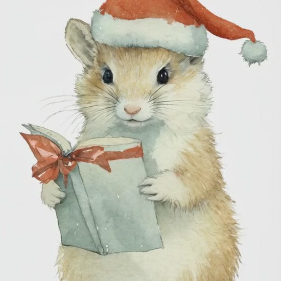 Xmas Wisdom Mouse Digital Wall Art Video - Fluffy Cutes Art