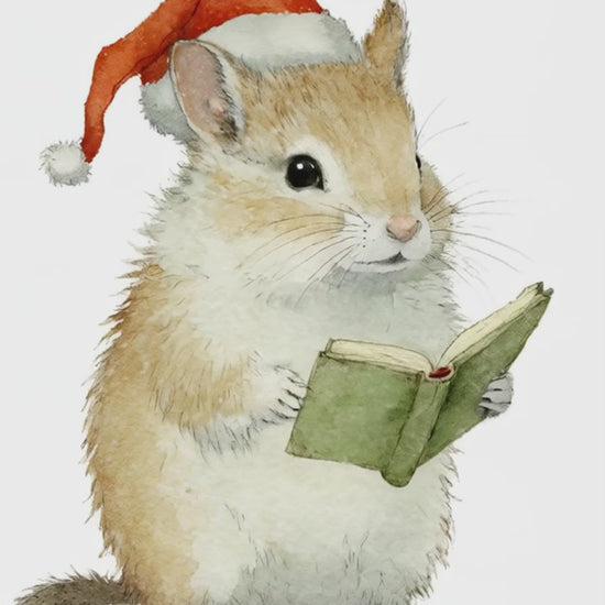 Cute Wisdom Christmas Mouse Digital Wall Art Video - Fluffy Cutes Art