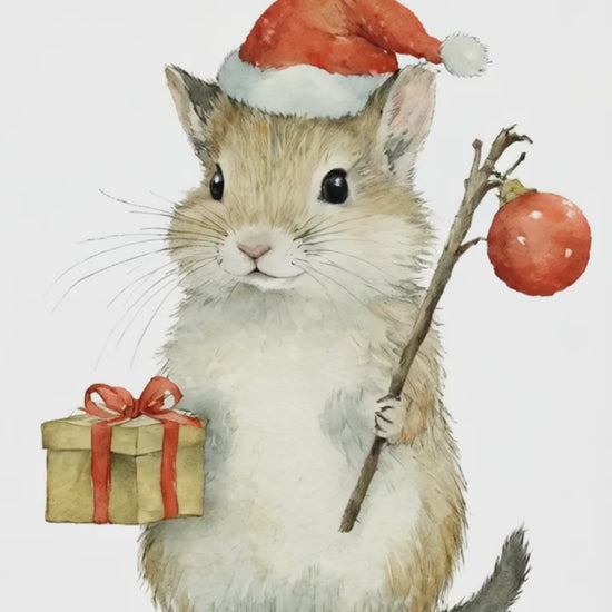 Christmas Mouse Digital Wall Art Video - Fluffy Cutes Art