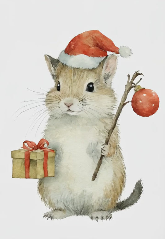 Christmas Mouse Digital Wall Art Video - Fluffy Cutes Art