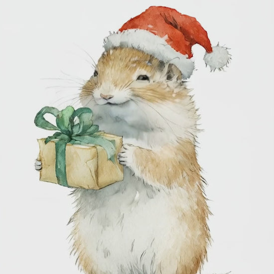 Xmas Squirrel Helper Digital Wall Art Video - Fluffy Cutes Art