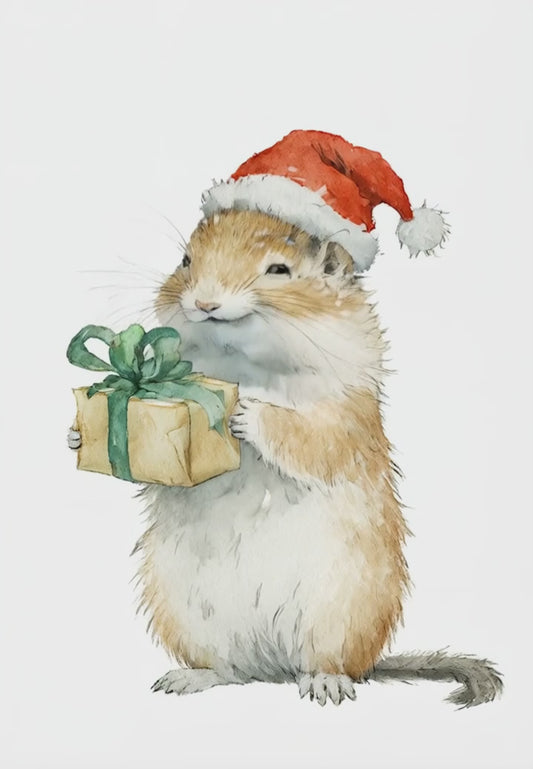 Xmas Squirrel Helper Digital Wall Art Video - Fluffy Cutes Art