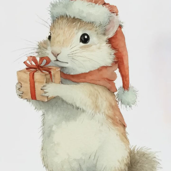 Christmas Squirrel Digital Wall Art Video - Fluffy Cutes Art